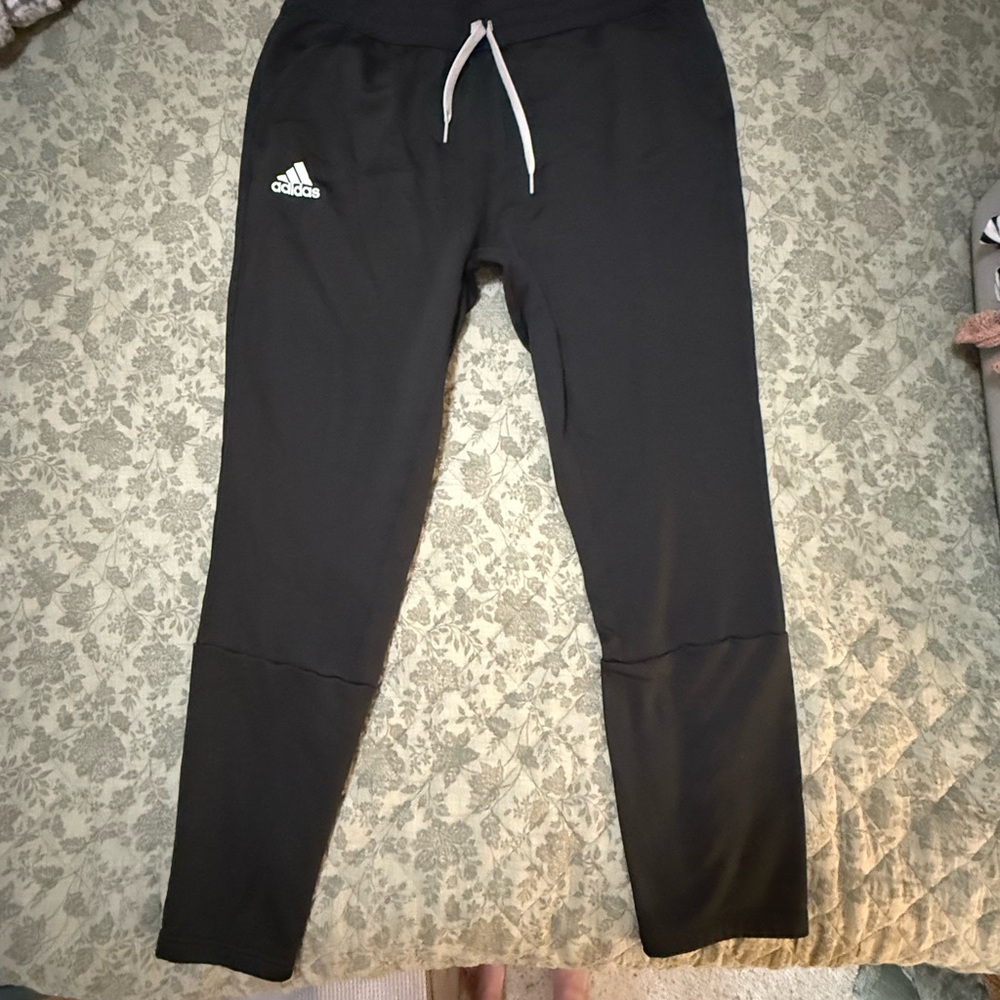 Adidas Black Tapered Sweatpants with Elastic Cuffs